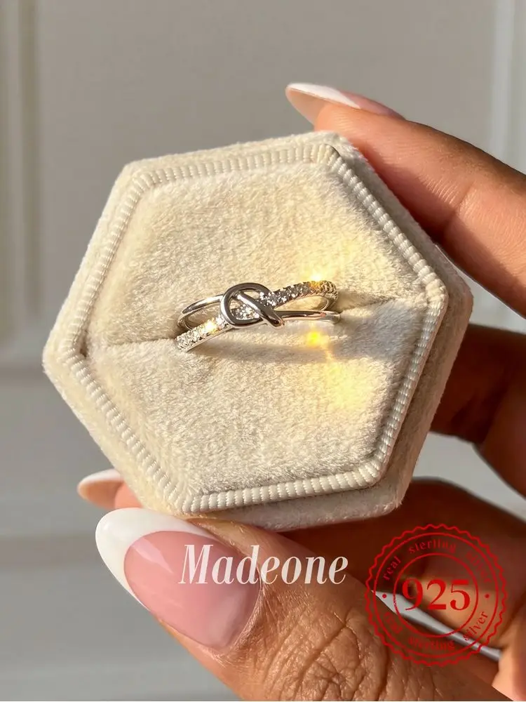 

925 Sterling Silver Double Layered Ring Knot Ring Zircon Ring For Women Anniversary Wedding High Quality Fine Jewelry Gifts