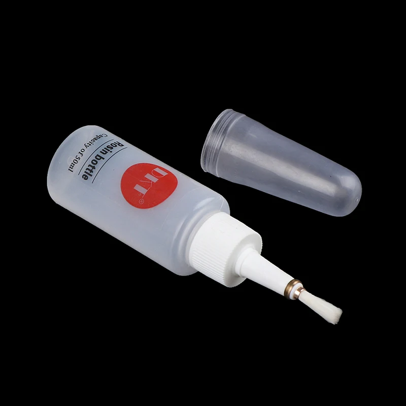 50ml Klare Kunststoff-Flussmittel-Pastenflasche mit Tropfer und Pinsel, Alkohol-Harz-Lötwerkzeug – Detail 3