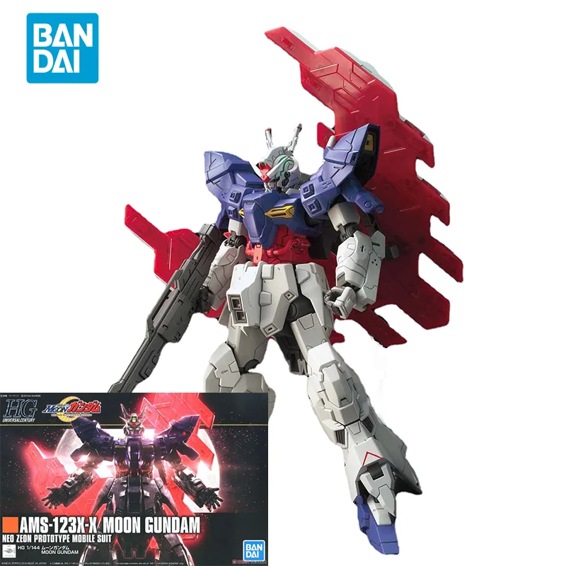 

Bandai Original GUNDAM Anime Model HGUC 1/144 AMS-123X-X MOON GUNDAM Action Figure Toys for Children Gift Collectible Model