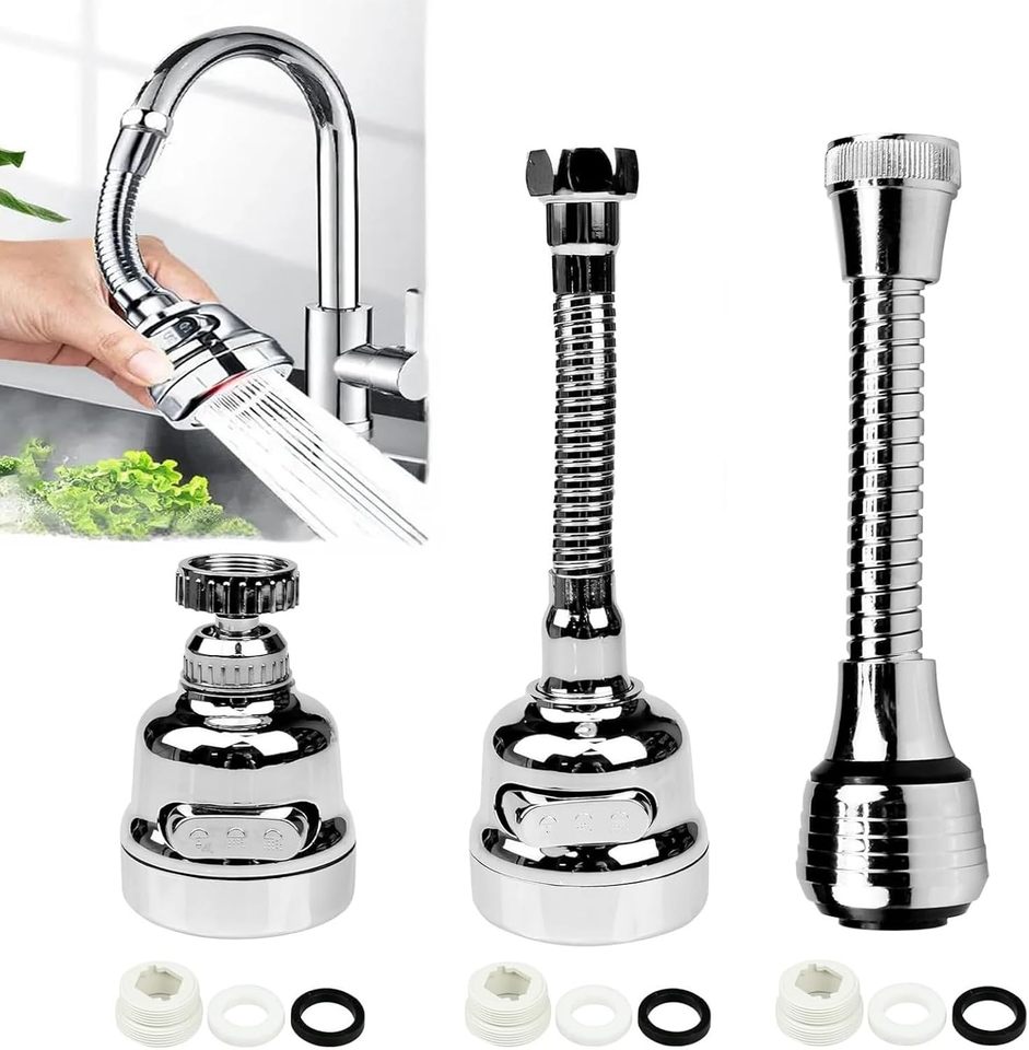 2PCS Kitchen Tap Head Fucet Aerator, 360 Degree Rotatable Faucet Extender Kitchen Faucet Head Replacement for Bathroom Kitchen