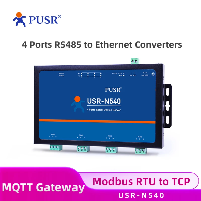 PUSR 4 Port RS485 to Ethernet Converter Serial Server Modbus to Ethernet Edge Computing MQTT TCP Client EMC Protection N540-H7-4