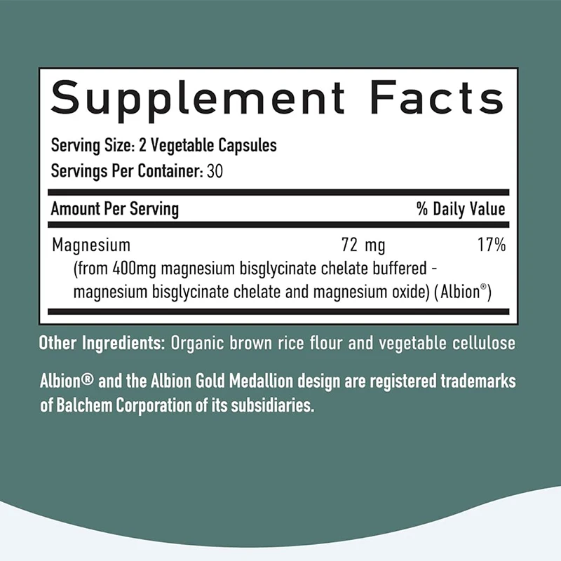 Magnesium Glycinate  | 100% Chelated with for Maximum Absorption & Bioavailability 60 Capsules