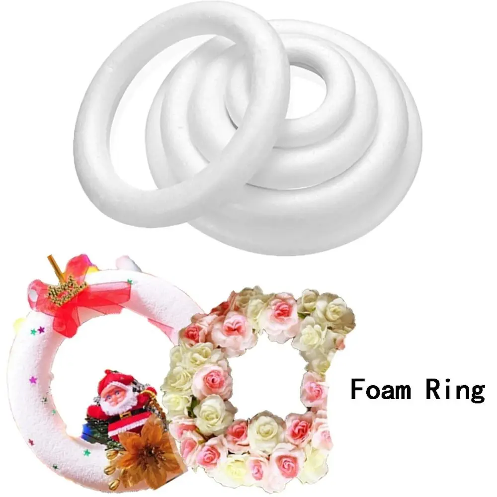 

1Pcs White Foam Ring Polystyrene DIY Handmade Wreath 5/7/8/10/12/15/17/20cm For Christmas Crafts Wedding Party Decorations