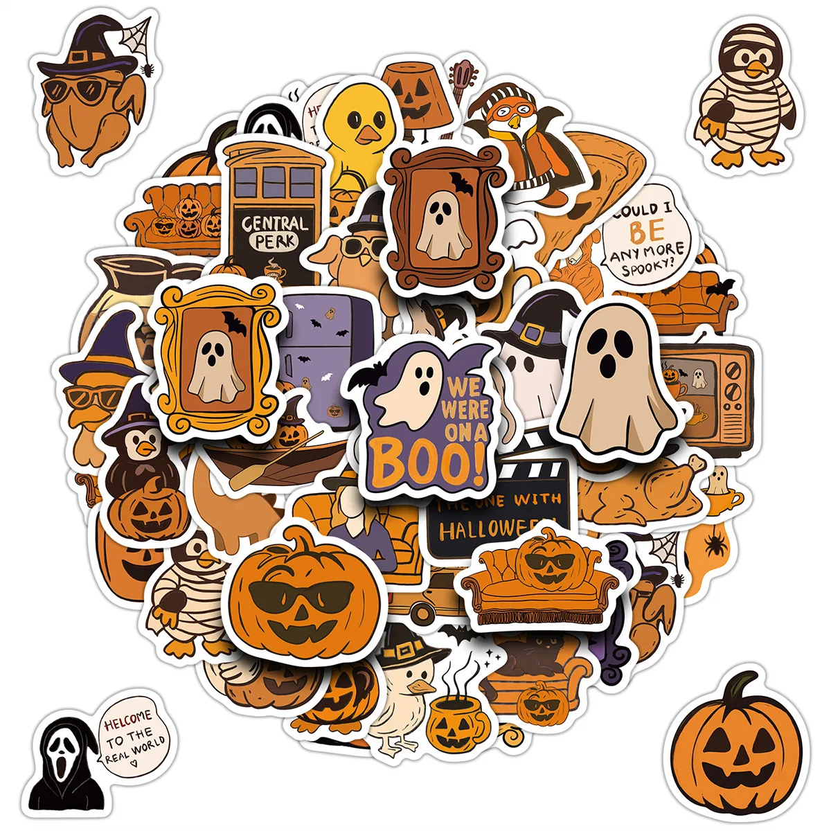50PCS Halloween Witch Hat Stickers Magic Hat Graffiti Sticker DIY Decor Journal Phone Laptop Scrapbook Decals Toys Children Gift
