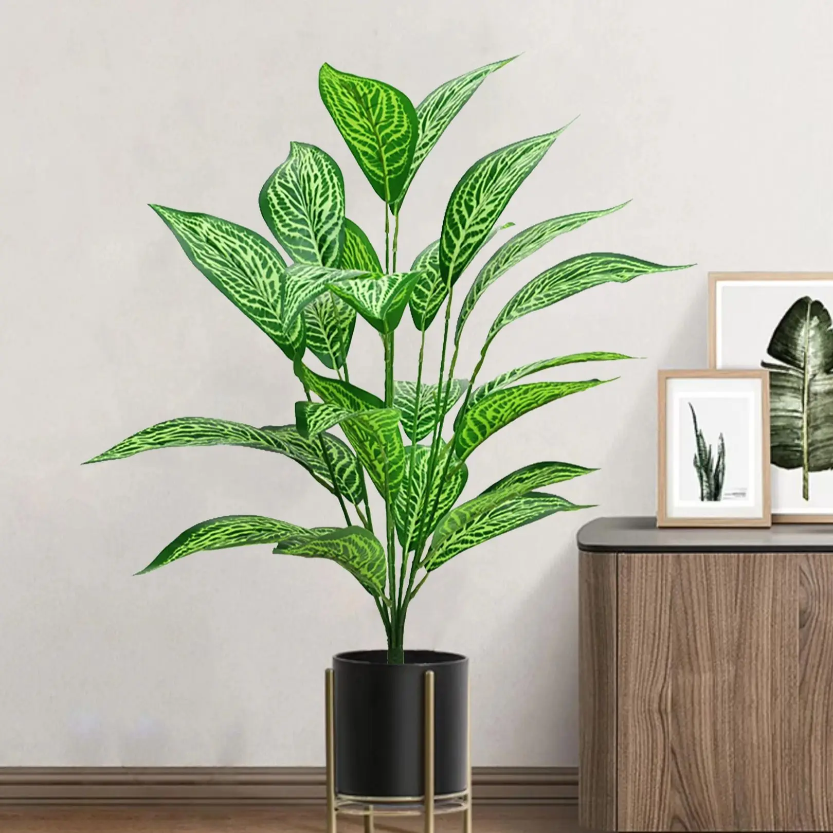 76cm(31in)  26 Leaf Artificial Plant Fake Magnolia Branches Plastic Ficus Leaves Green Sansevieria Home Garden Decoration