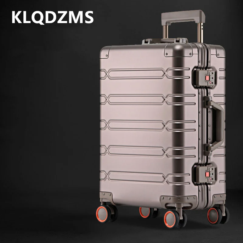 KLQDZMS New Luggage Men\'s All Aluminum Magnesium Alloy Boarding Box Business Trolley Case 20 \