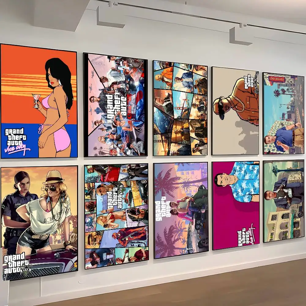GTA G-Grand T-Theft ملصق تلقائي طباعة A5 A4 A3 A2 جدار ديكور فني لغرفة مكتب هدية لمحبي