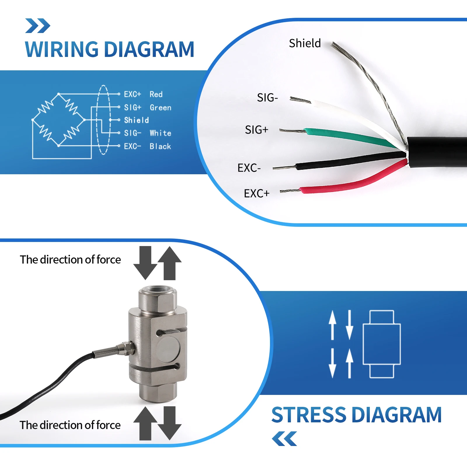 Load Cell Sensors Column S Type Test Tension and Pressure Force Weight Sensor Robotic Touch Sense System 200/300/500/700/1000KG