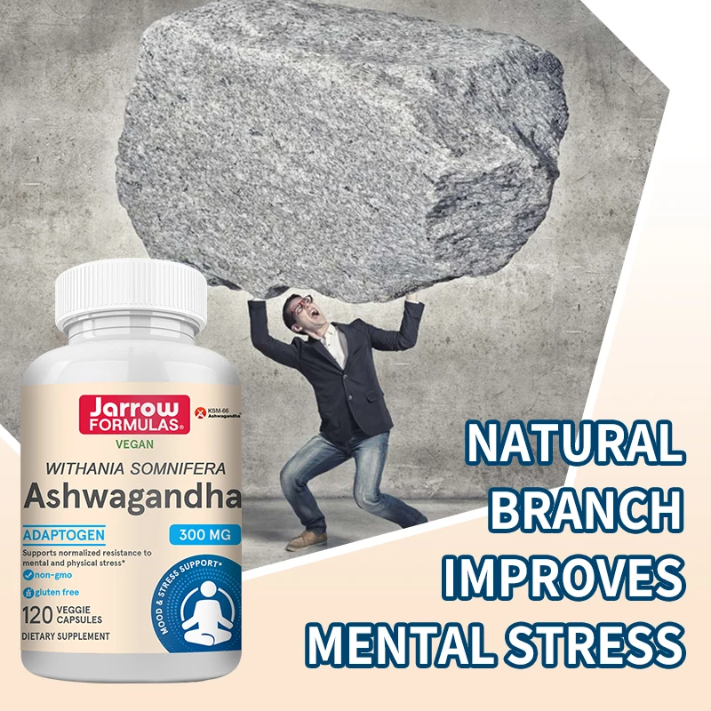 Ashwagandha, 300 mg Supplement, Supports Normal Mental and Physical Stress, Fights Fatigue