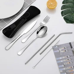 Pillow Shaped Bone Shaped Knife Fork Spoon Tableware Bag Storage Bag Stainless Steel Tableware Portable Storage Bag