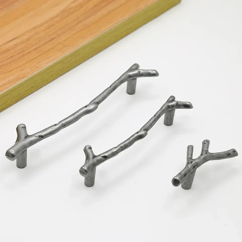 96mm 128mm Branches Handle Drawer Cabinet Door Handles Antique Copper Handle Solid Simple Wardrobe Furniture Cabinet Handles