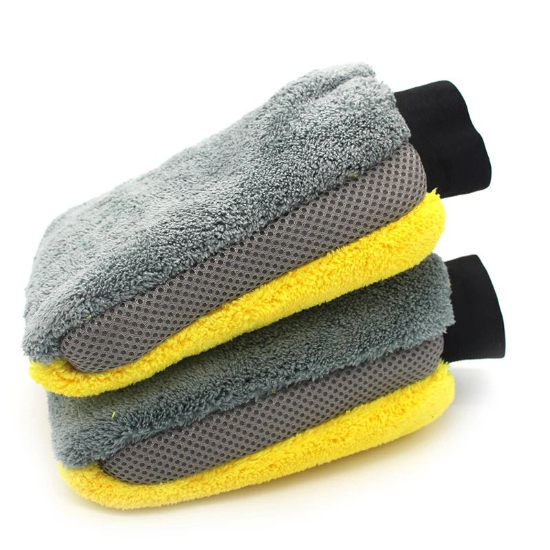 

1PC Car Wash Gloves Microfiber Coral fleece Cleaning Wash Tools Thick Wipe Cloth Auto Care Double-faced Glove Cleaning Mitt