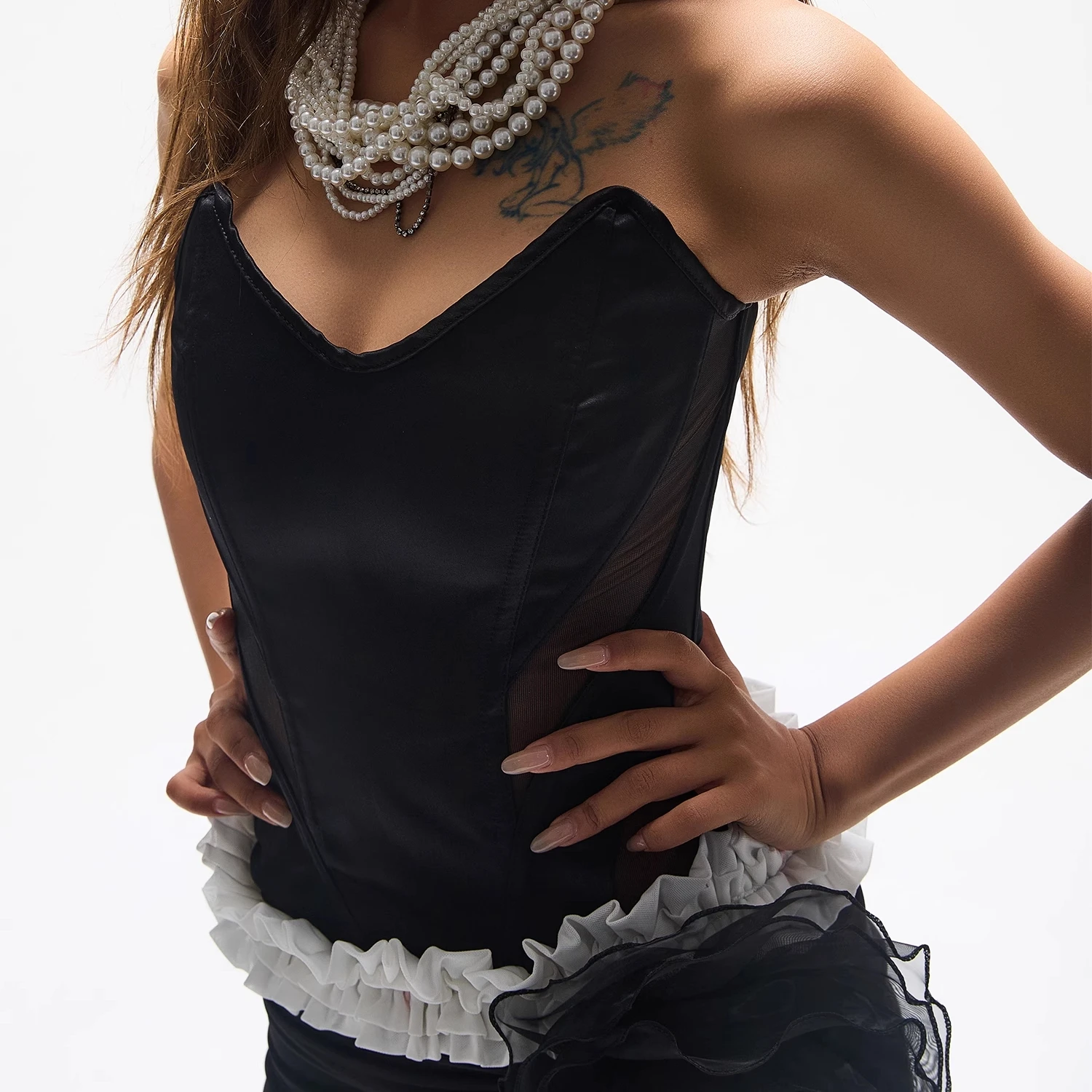 Satin Transparent High Quality Mesh Corsets Bridal Bustiers Tops Women Sexy Lingerie Shapewear Bodices Wedding Party Wear