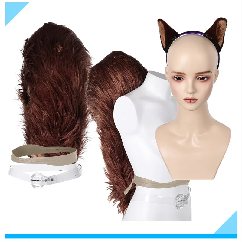 Doreen Cosplay Green Headband Belt Women Cartoon Squirrel Tail Girls Rivals Fantasia Halloween Carnival Costume Accessories