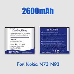 2600mAh BP-6M BP6M Li-ion Phone Battery For Nokia 6151 6233 6234 6280 6288 9300 9300i N73 N77 N93 S