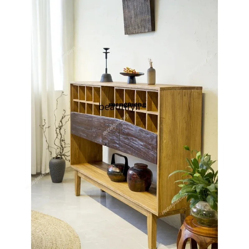 ss8350 side cabinet entrance partition cabinet, sofa side cabinet retro, narrow side cabinet solid wood shelf