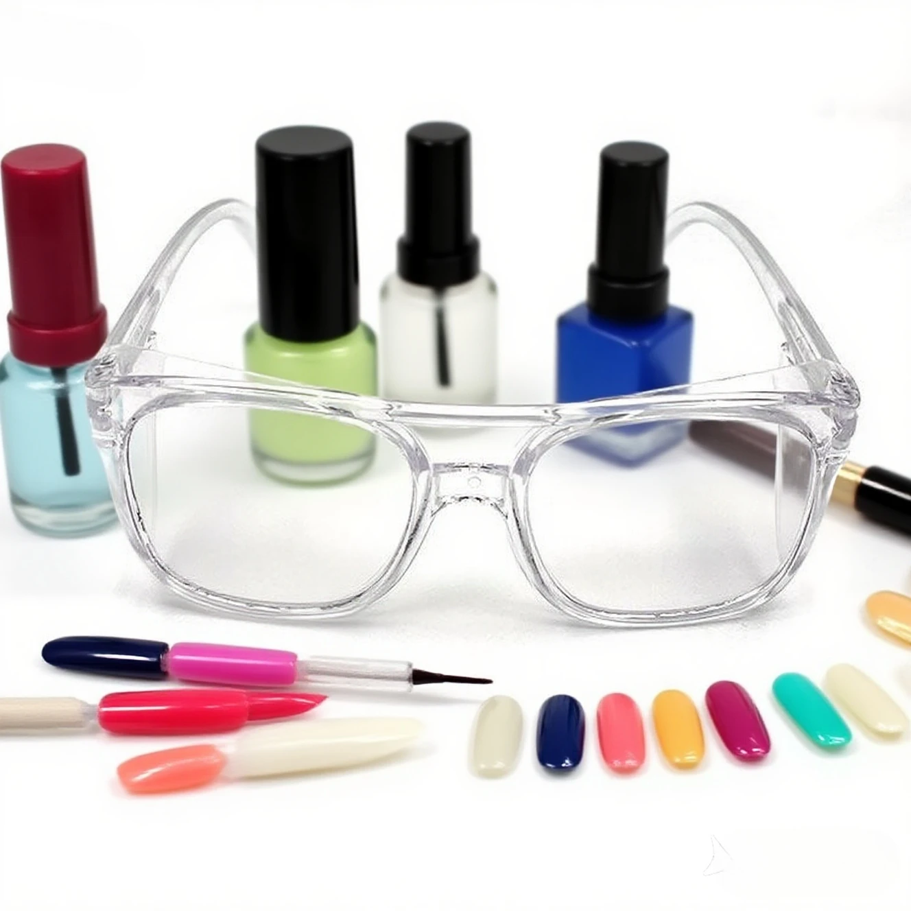 2 SZT. Przezroczyste Okulary Manicure do Polerowania Paznokci, Chroniące Przed Kurzem i Wodą, Zapobiegające Rozpryskiwaniu się w Oko, Narzędzie do Usuwania Lakieru Hybrydowego