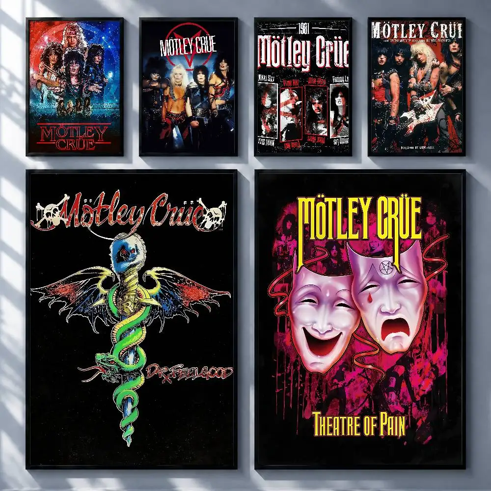 Rock Band motley crue Posters Premium Self-Adhesive No Residue Wall Sticker for Home Office Bar Decor