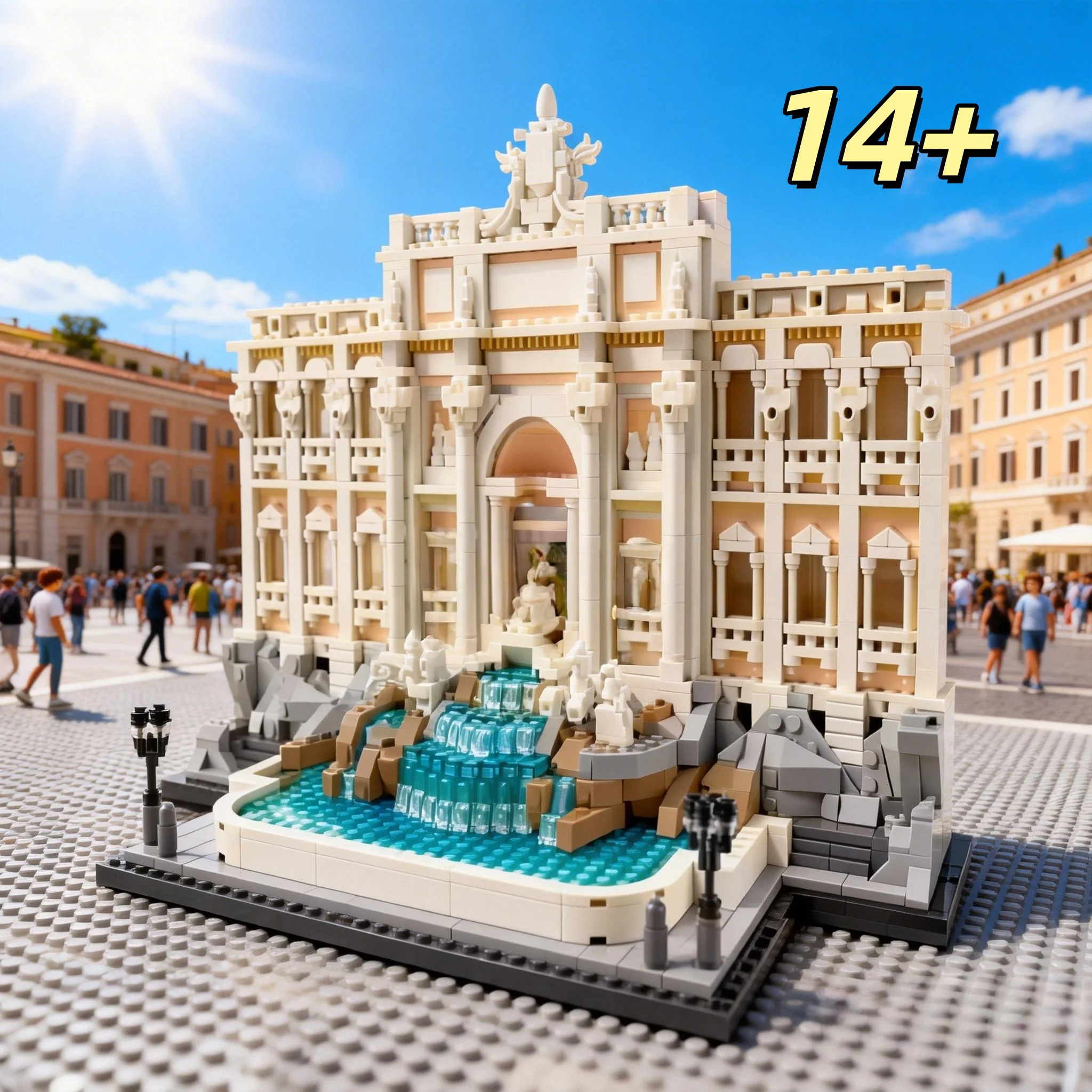 

2026 new creative series world-famous Trevi Fountain building block assembly model birthday gift toy