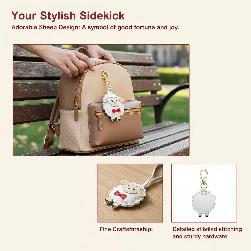 Damen Ziegen- und Schaf-Schlüsselanhänger, Taschenanhänger, Schmuck, Tier-Schlüsselring, Taschencharme, Auto-Anhänger, Geschenk – Detail 6