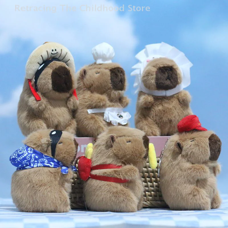 Cartoon Capybara Plush Keychain Cute Stuffed Doll Toy Bag Pendant Hanging Decoration Desktop Doll Ornament Car Keyring Kids Gift