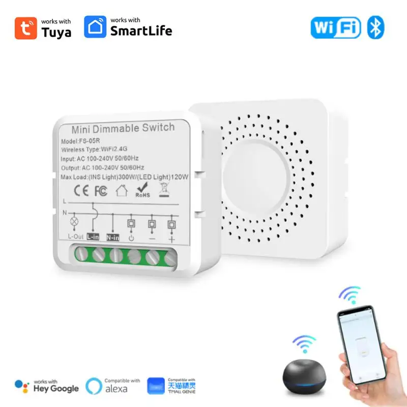 Умный дом Aubess Tuya, wi-fi переключатель с односторонним двойным управлением, с регулировкой яркости, домашнее автоматическое устройство, дистанционное управление с помощью Alexa Amazon
