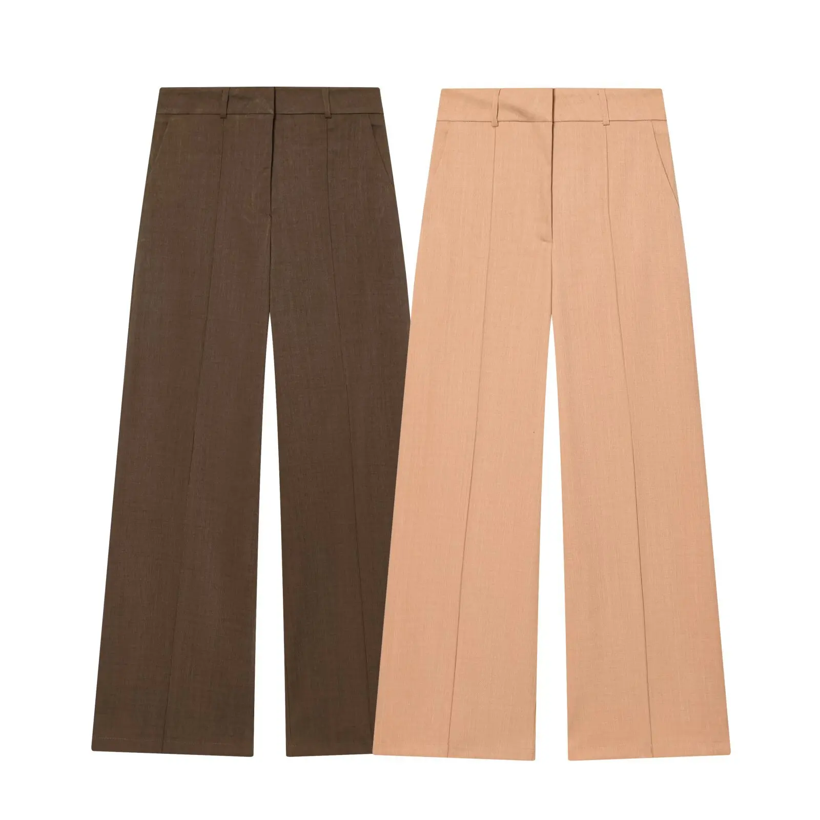 2026 Nieuwe dames minimalistische broek herfst winter casual midden taille zijzak broek vrouwelijke losse mode wijde pijpen broek
