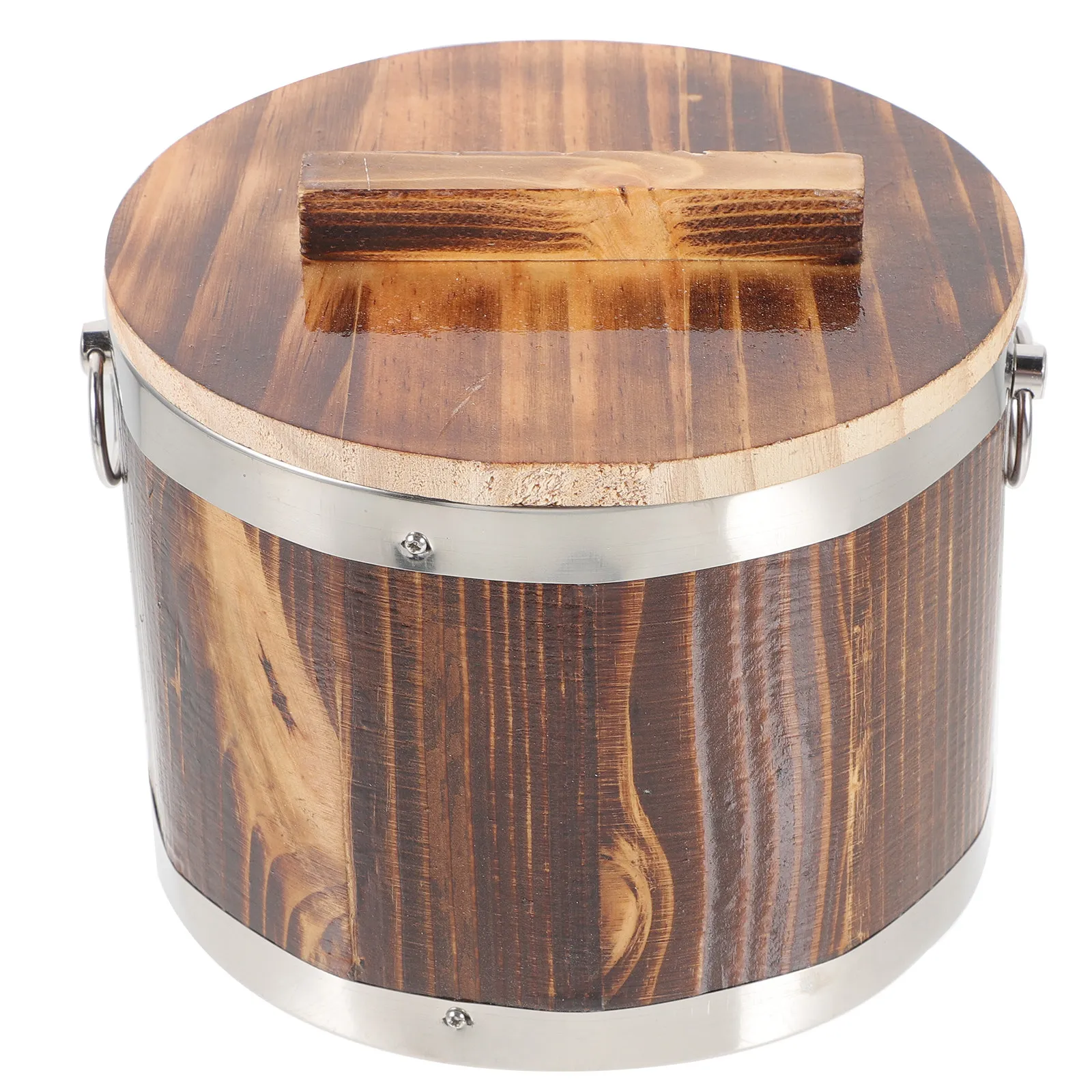 Wooden Sushi Rice Bucket with Lid Smooth Surface Compact Lightweight for Mixing Rice Sauces Bibimbap Serving Storage Home