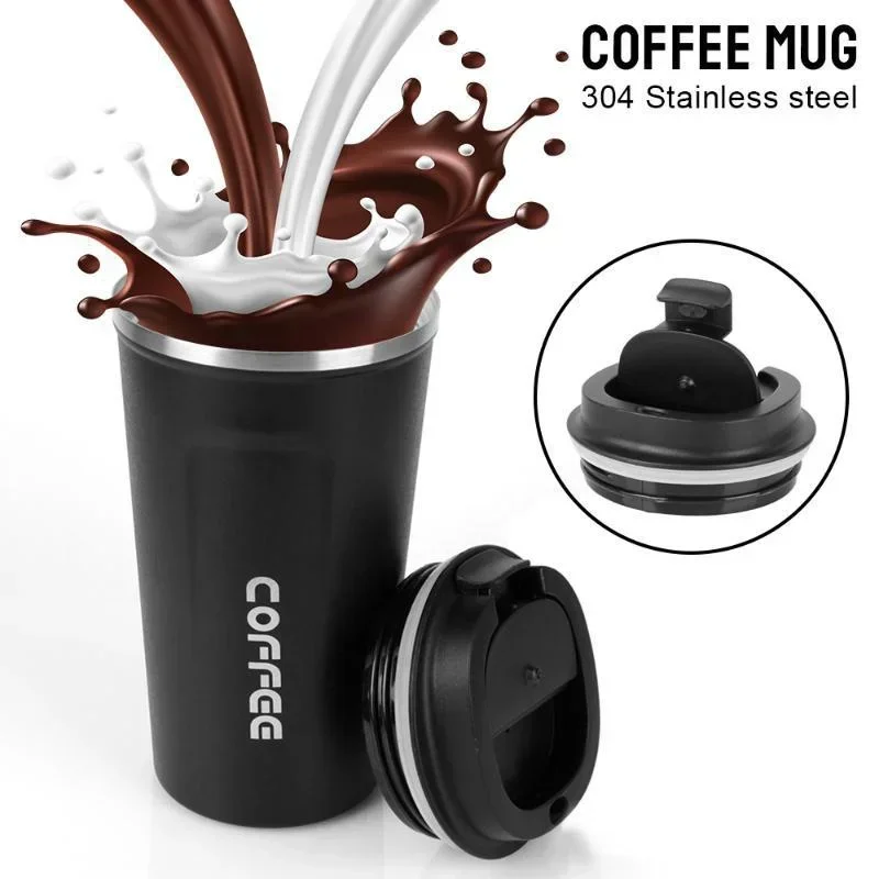 380/510ML Stainless Steel Coffee Mug Leak-Proof Travel Thermo Cup Vacuum Flask Insulated Office Cup Water Kettle Solid Color