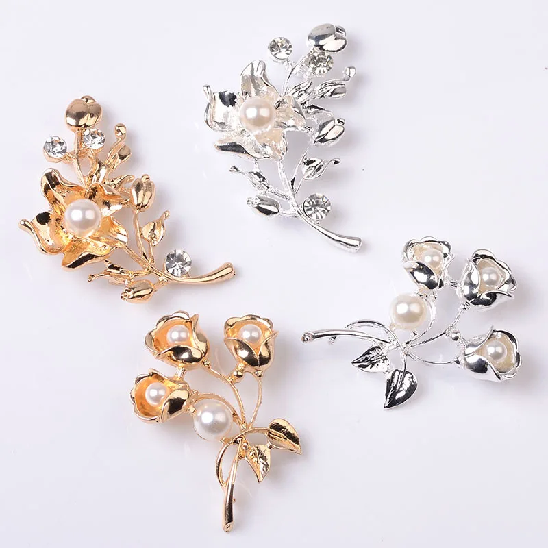 DIY handmade jewelry antique hair crown pearl 3 bunches of roses hairpin walking accessories Hanfu pendant direct sales
