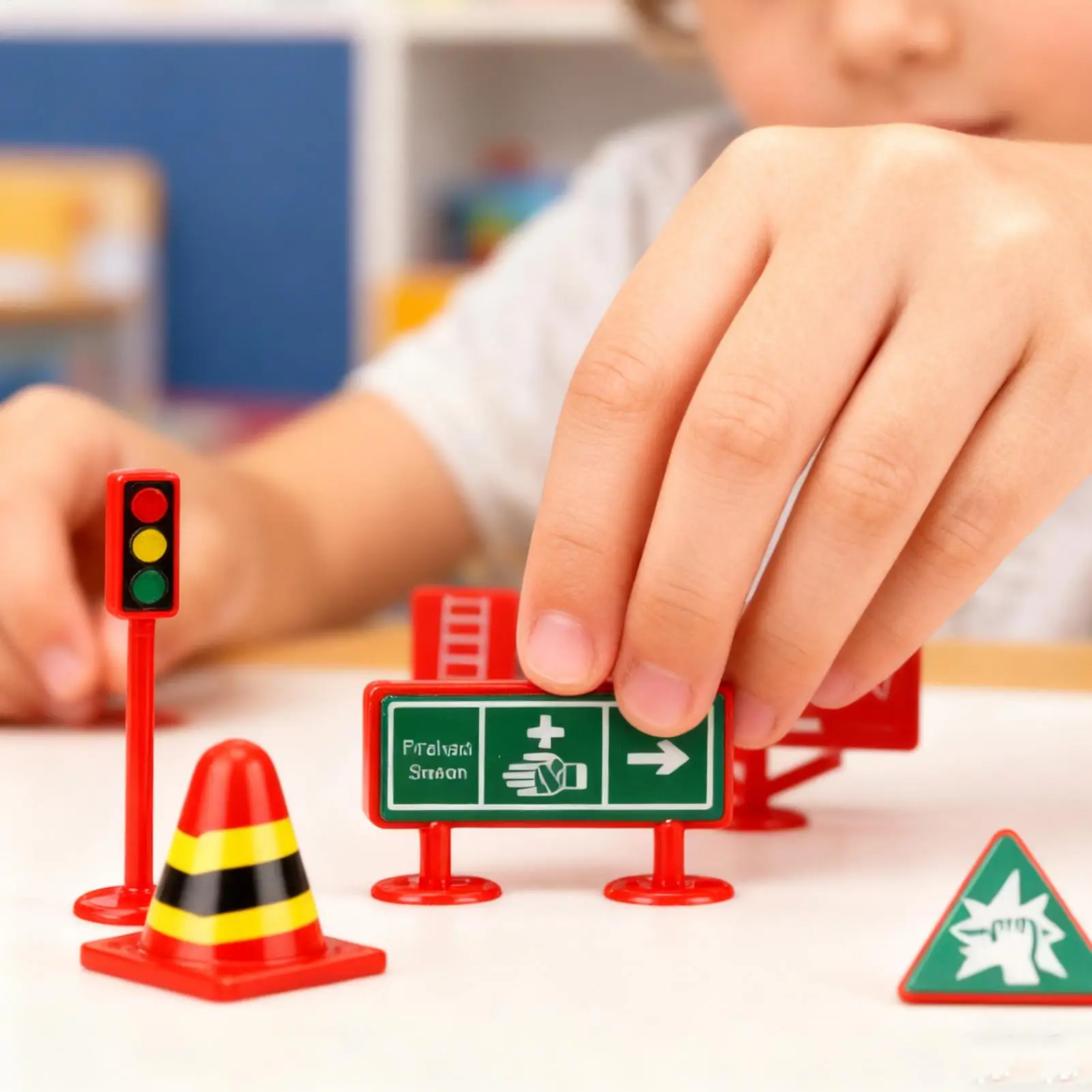 إشارات المرور للأطفال 28 قطعة لعبة تعليمية تعليمية محمولة لعبة علامات الشوارع لقضاء العطلات وغرفة المعيشة المنزلية