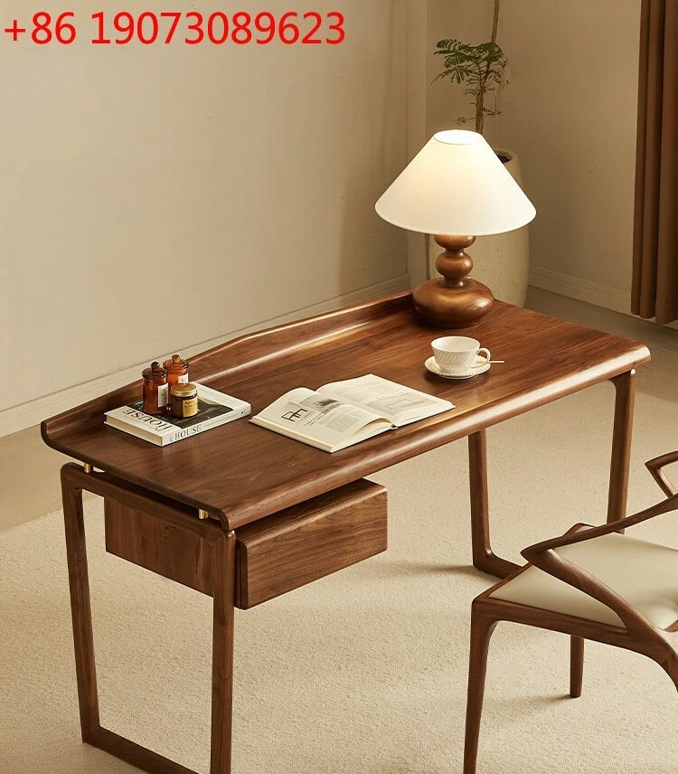 

Письменный стол из черного ореха с ящиками, ретро-дизайн, простой, для небольшой квартиры, компьютерный стол, для домашнего кабинета.