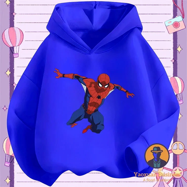 Chique 2025 Homem-Aranha Meninos Moletom Com Capuz Bonito Dos Desenhos Animados Impresso Quente À Prova de Vento Outono Inverno Moda