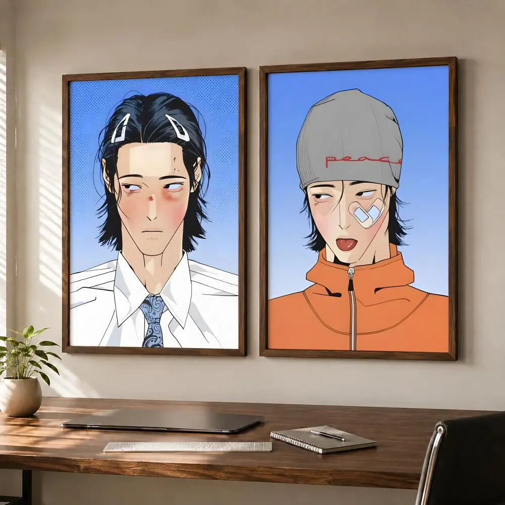 Romantic Boys Love Manhwa Master Peace Poster Self-adhesive Waterproof Paper Sticker Art Coffee House Bar Room Wall Decor