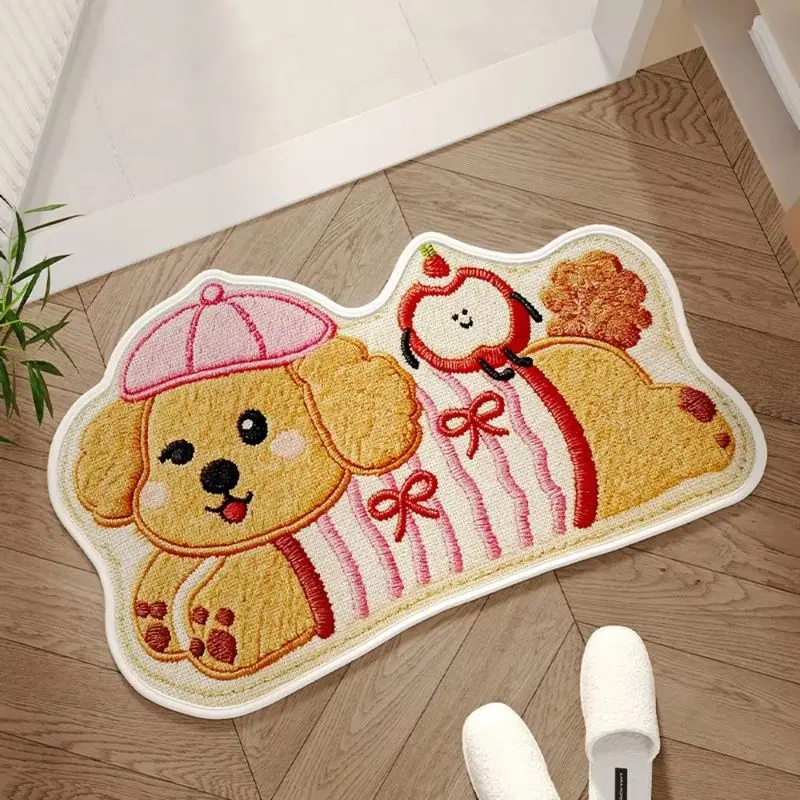 VIKAMA Cute Dachshund Dog Rug, Absorbent Non-Slip Bathroom Door Mat, Soft Plush Puppy Entryway Carpet, Funny Animal Home Decor