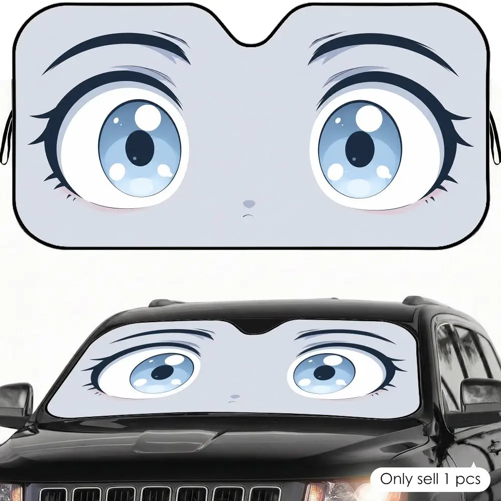 Teen anime eyes Sun Visor Car Sun Shade Front Windshield Coverings Blocker Auto Protector Window Visor Screen Cover