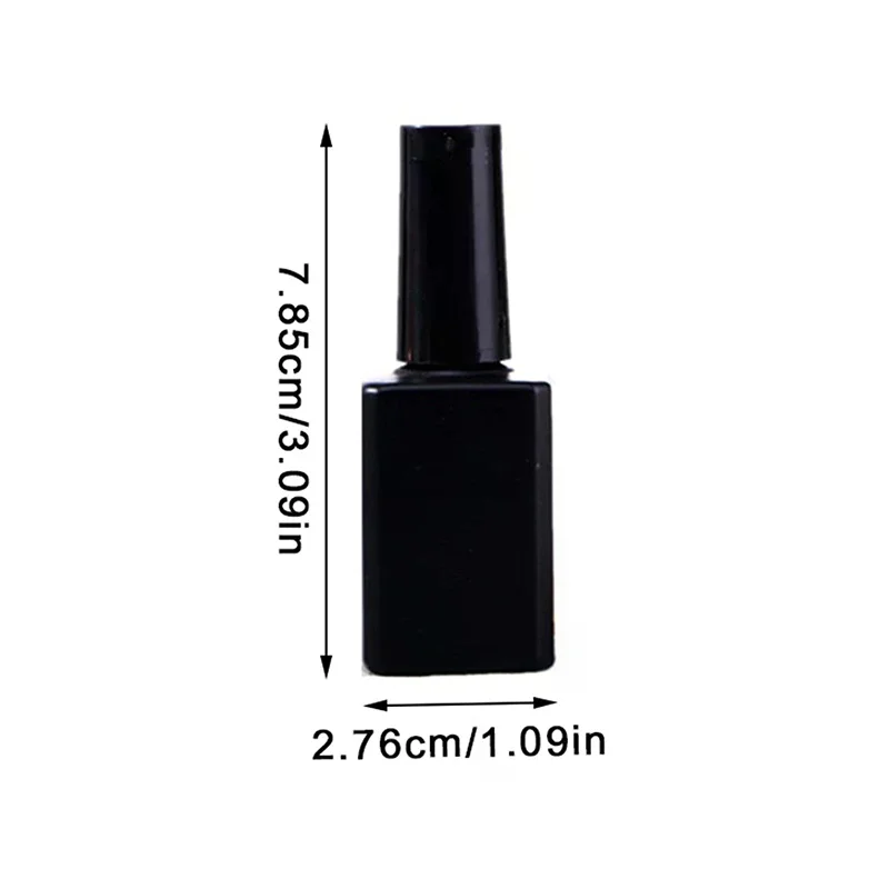 1 Uds. Botellas transparentes de esmalte de uñas de vidrio vacío cuadrado con tapa negra de 15ML con tapa negra y cepillo suave para viajes y hogar