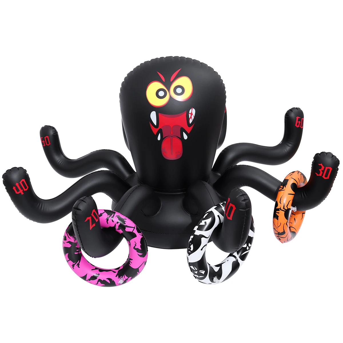 Amosfun Spider PVC Inflatable Ring Toss Set Halloween Decoration Party Game Holiday Toys Halloween Spider Ring Toy 125 x 70 cm