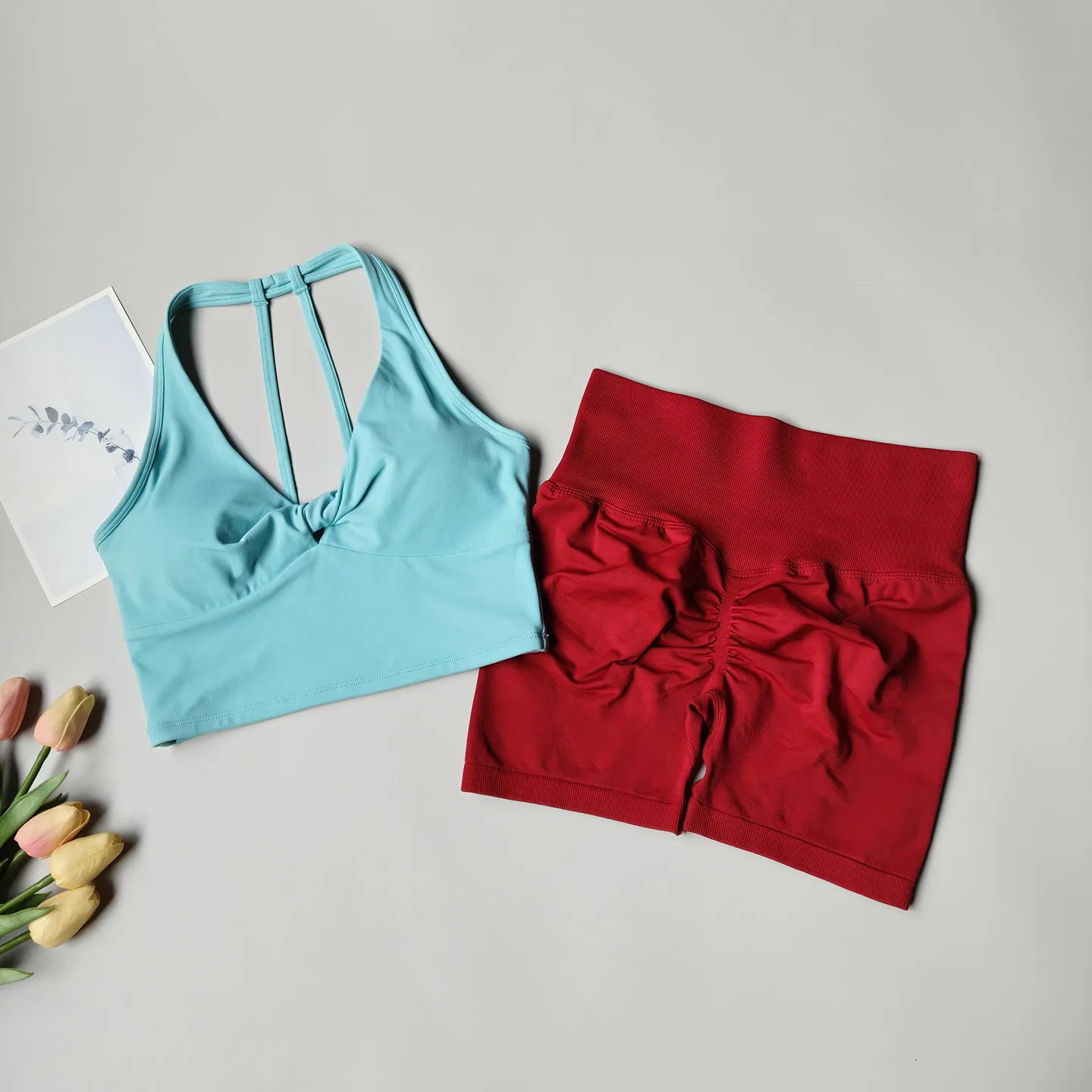 2026 Women's Yoga Set Breathable Speed Drying Beauty Back Training Exercise Fitness Chest Lifting Hip Peach Hip High Waist Short