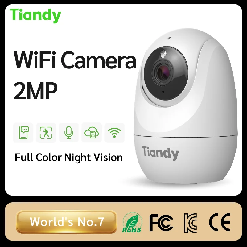Tiandy 2MP Wireless IP Camera Indoor Night Vision Human Detection Two-way Audio Cloud Storage for Kids Elderly Pets Care