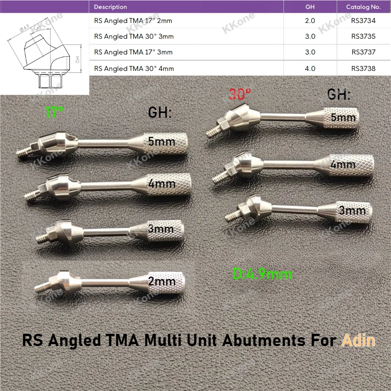 5Pcs RS Angled TMA Multi Unit Abutments For Adin 17° 30° Dental Implant Accessories High Quality Titanium Alloy