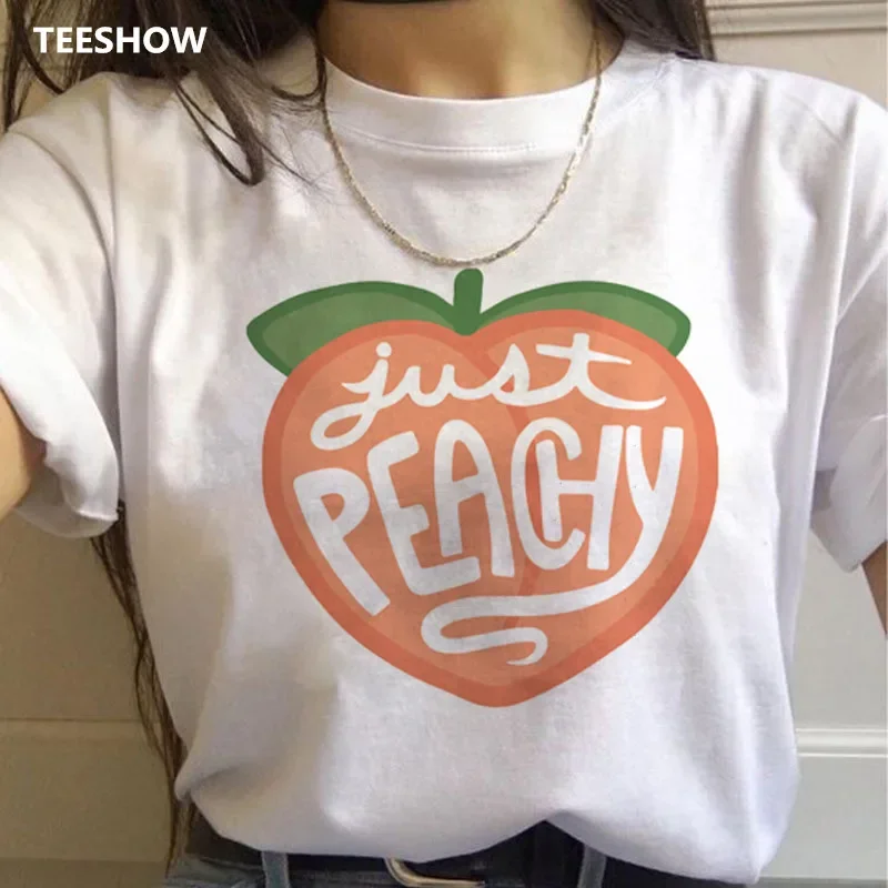 Peach Harajuku Small Fresh T Shirts Women Print Korean Style T-shirts 90s Peachy Graphic Tshirts Fashion Funny Top Tees Female