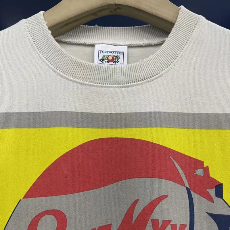 FW25 غطاء زجاجة مطبوعة سانت هوديي للرجال والنساء أزياء ريترو خمر المتعثرة جولة الرقبة السترة #2