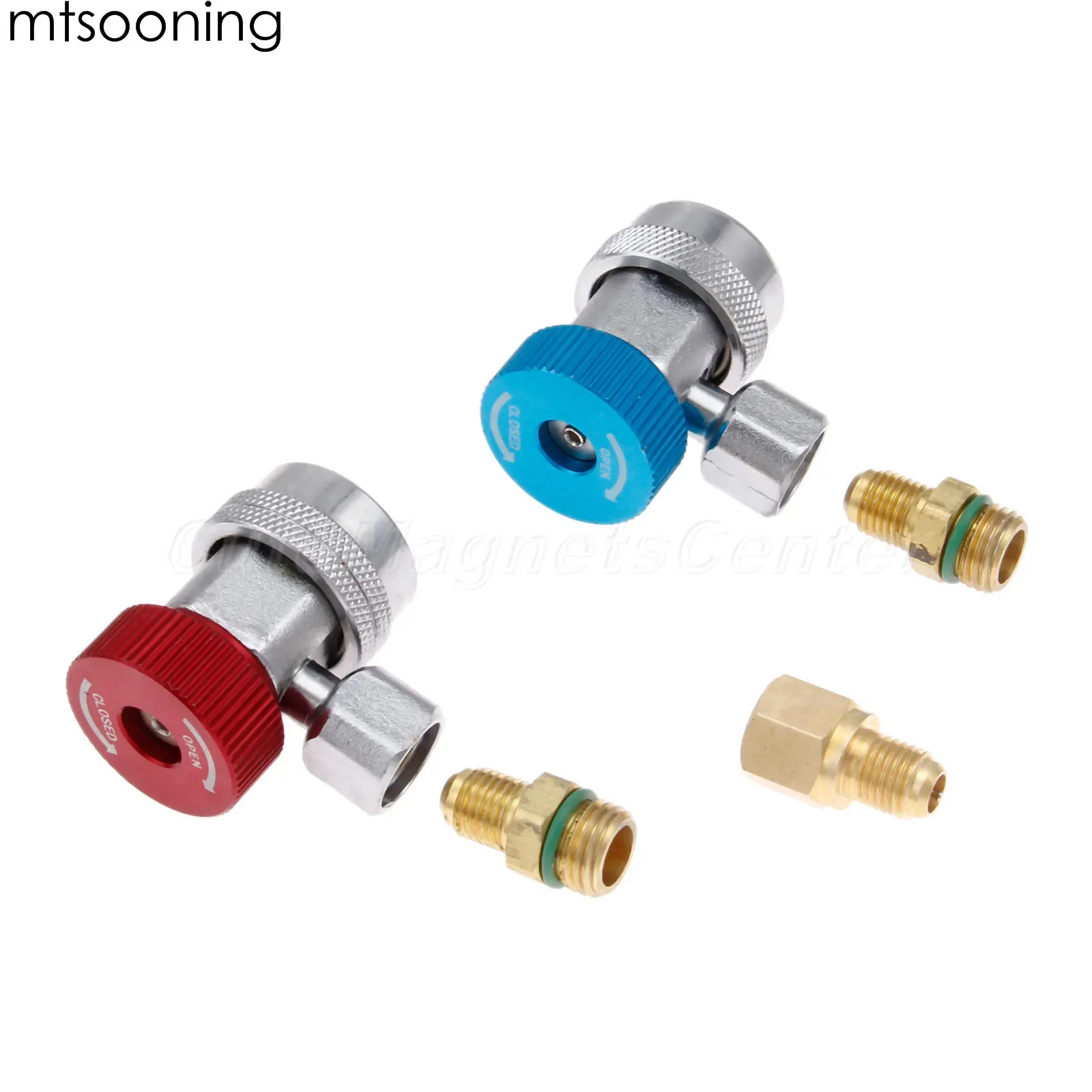 mtsooning 1pair Auto R134A AC Air Condition Adjustable Quick Coupler Refrigerant High Low Adapter Connector Manifold Gauge Set