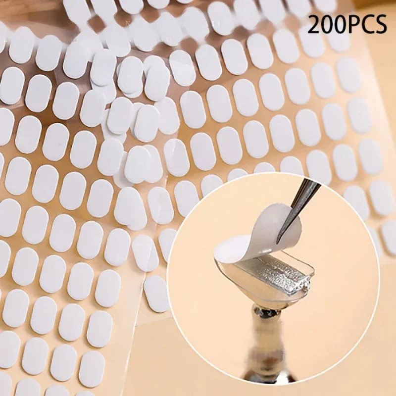 200pcs Double-Sided Nail Tape Transparent Jelly No-Trace Wearable Tips Practice Base Fixing St for Nail Art