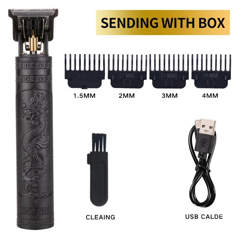 Profissional elétrica recarregável cabelo Clipper para homens, máquina vintage, barbeiro aparador, corte