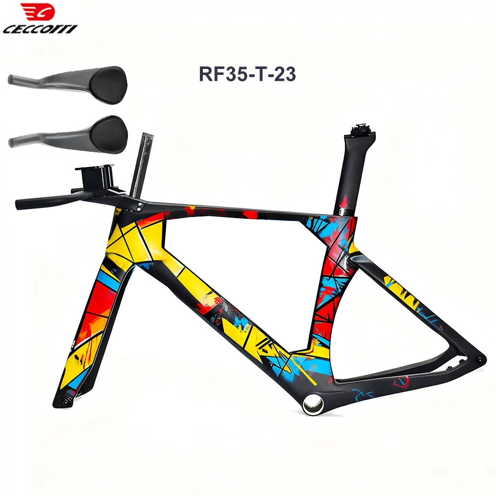 CECCOTTI 2025 Carbon TT Rahmenset Modell 700 * 28C Scheibenbremse Straße Zeitfahren Fahrradrahmen Crackle Farbe NEUE Malerei