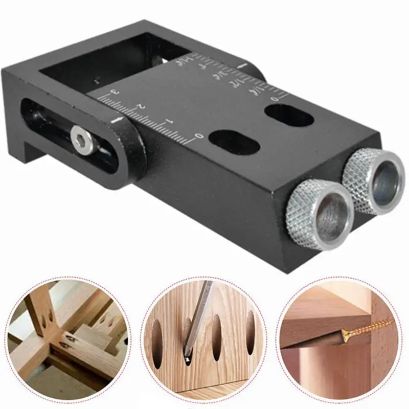 15PCS Pocket Hole Jig Kit, 15 Degree Woodworking Inclined with 6/8/10mm Drive Adapter for Angle Drilling