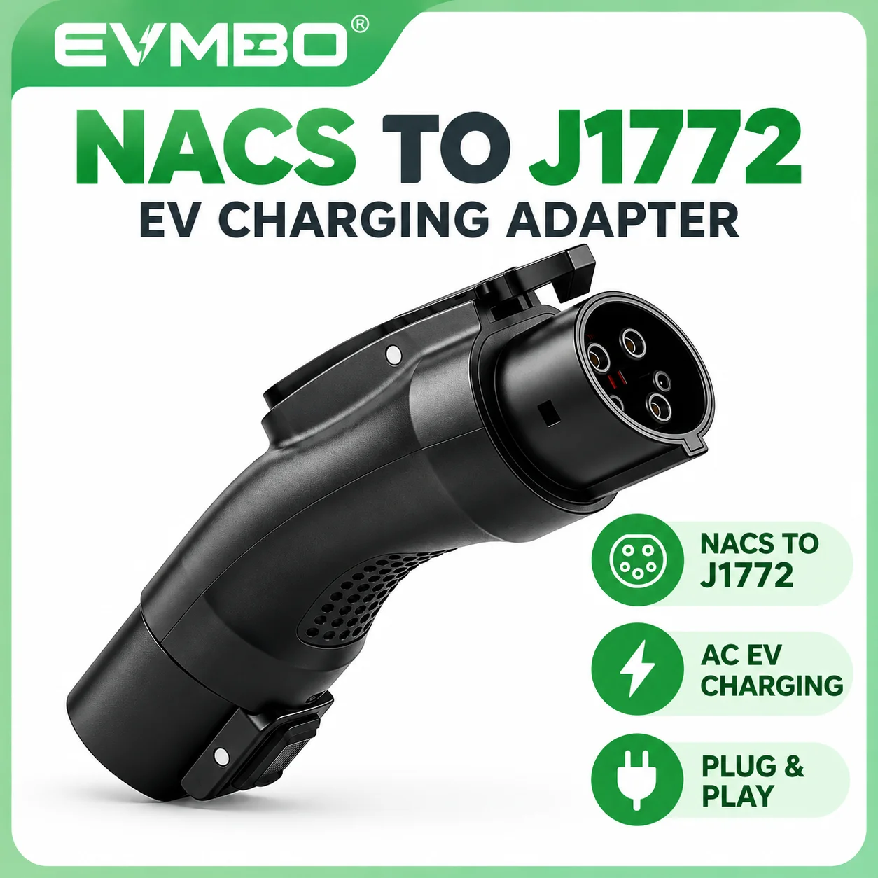 EVMBO NACS to J1772 Adapter for Tesla to J1772 Connectors Charger for J1772 Electric Vehicles Type 1 EV Cars