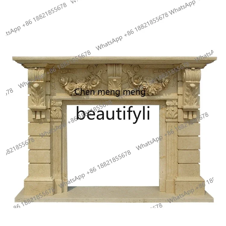 

G Villa fireplace marble mantel European style living room retro stone carving decoration